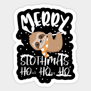 Merry Slothmas Ho Ho Ho Christmas Cute Sloth Pajamas Sticker